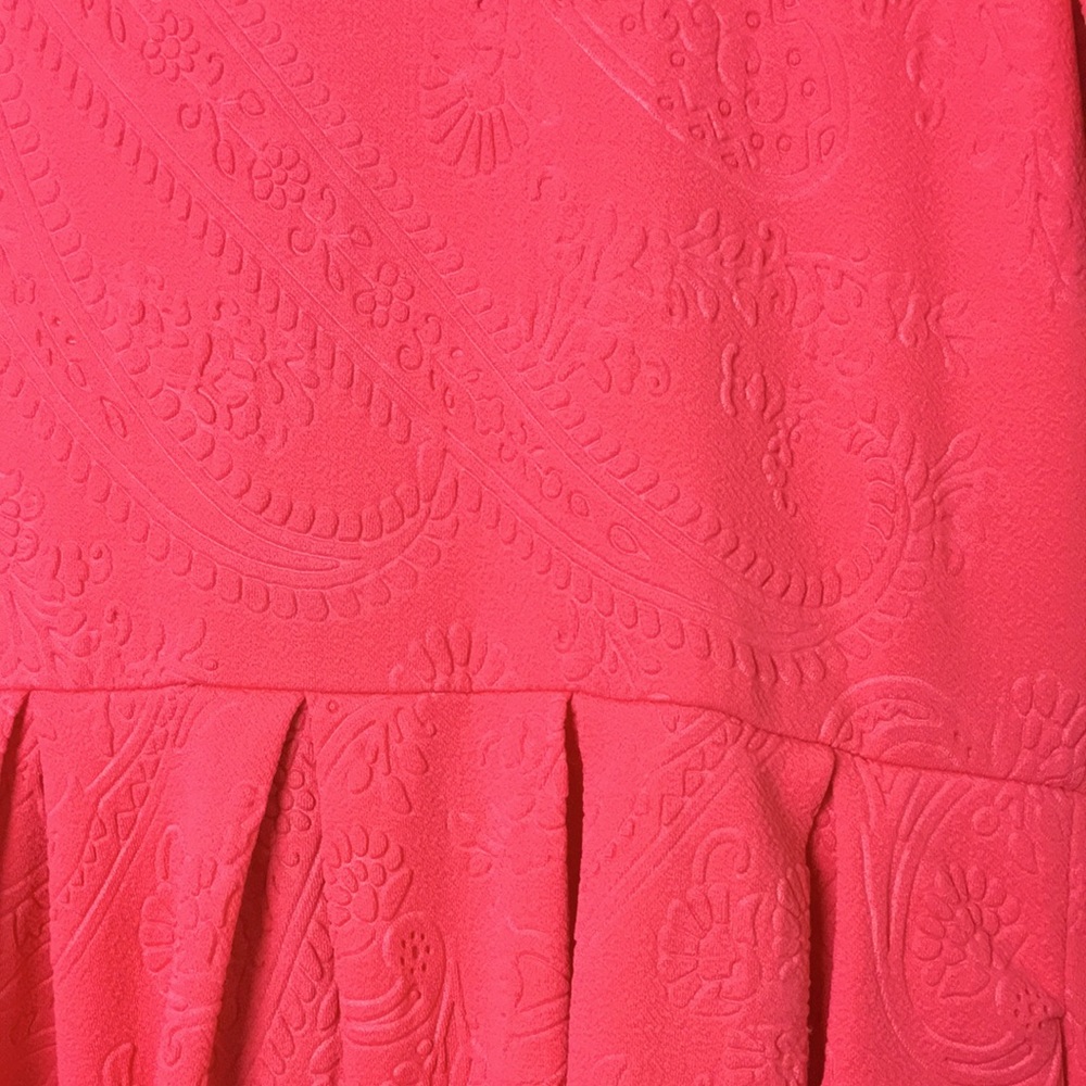 LulaRoe Large Amelia in solid coral pink with embossed paisley  texture